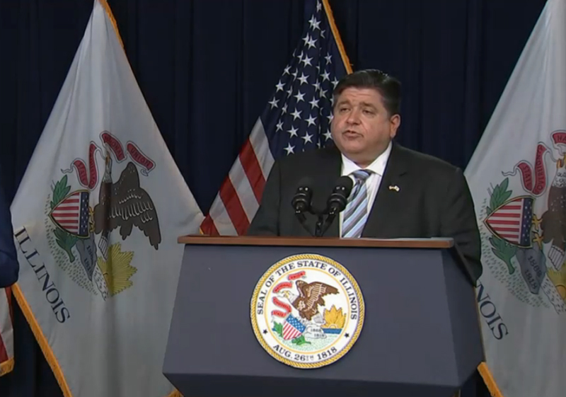 Gov. JB Pritzker says he is "cautiously optimistic" the recent COVID-19 surge  is now declining. The governor gave a virtual update Wednesday in Chicago. (Credit: Blueroomstream.com)