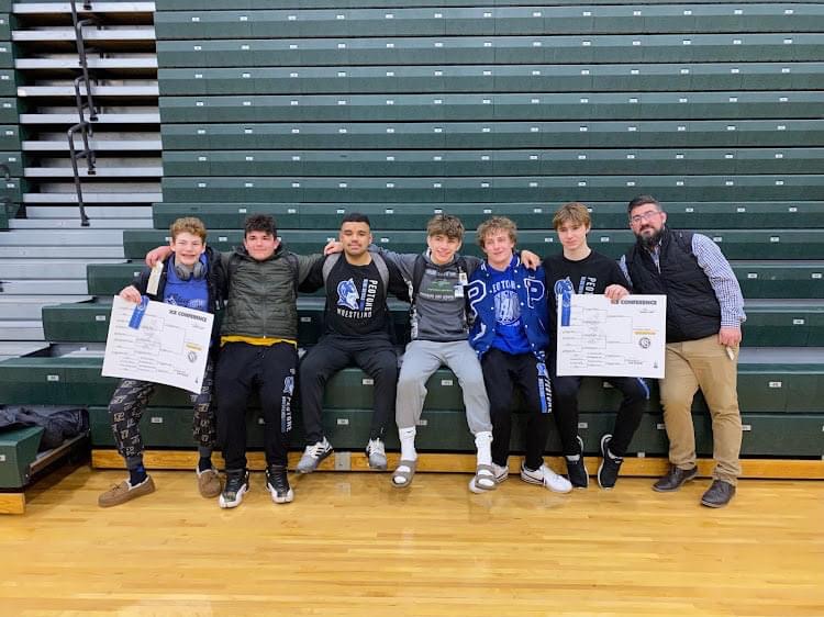 Blue Devil Wrestlers at the Conference tournament in Coal City.