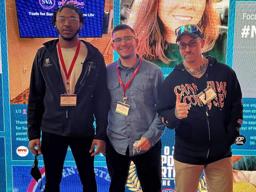 Three representatives from KCC attended the Student Veterans Association Conference in January. They are, left to right, Quante Grant, Jason Rodriguez, and Steven Regas. – Photo submitted.