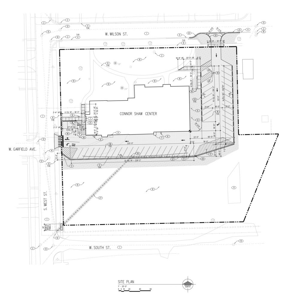 Site plan for Conor Shaw Center by architects Healy, Bender, Patton, & Been. Photo courtesy Peotone CUSD 207U.
