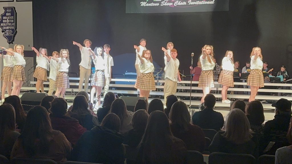 Peotone Powerhouse Show Choir took 5th runner up in their division at the Manteno Main Event Show Choir competition on February 11th. Faith Miller was awarded outstanding performer. Powerhouse competes next Saturday at the El Paso-Gridley Show Choir Showdown. Photo by Andrea Arens.