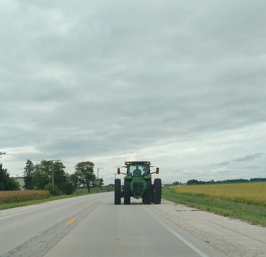 It's harvest time, and that means more farm equipment on roadways. Early on a weekday morning, approaching the curve on Rt. 45 just north of Manteno, many motorists might be tempted to pass this tractor - which would spell danger and disaster. Harvest time means slowing down on roadways, which is a great way to honor farmers. Drive safe; stay safe! –Photo by Melanie Holmes. 