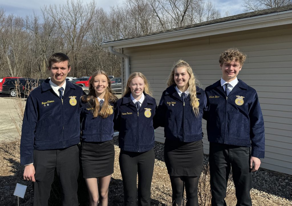 Peotone FFA members receiving their State FFA Degree in 2024 are, left to right: Bryce Thomas, Kaylee Traub, Reese Parker, Quinn Pollak, and William Bialko. –Photo submitted.