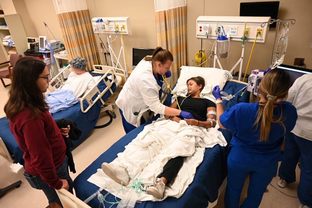 KCC nursing program students work in health simulation situations. –Photo submitted