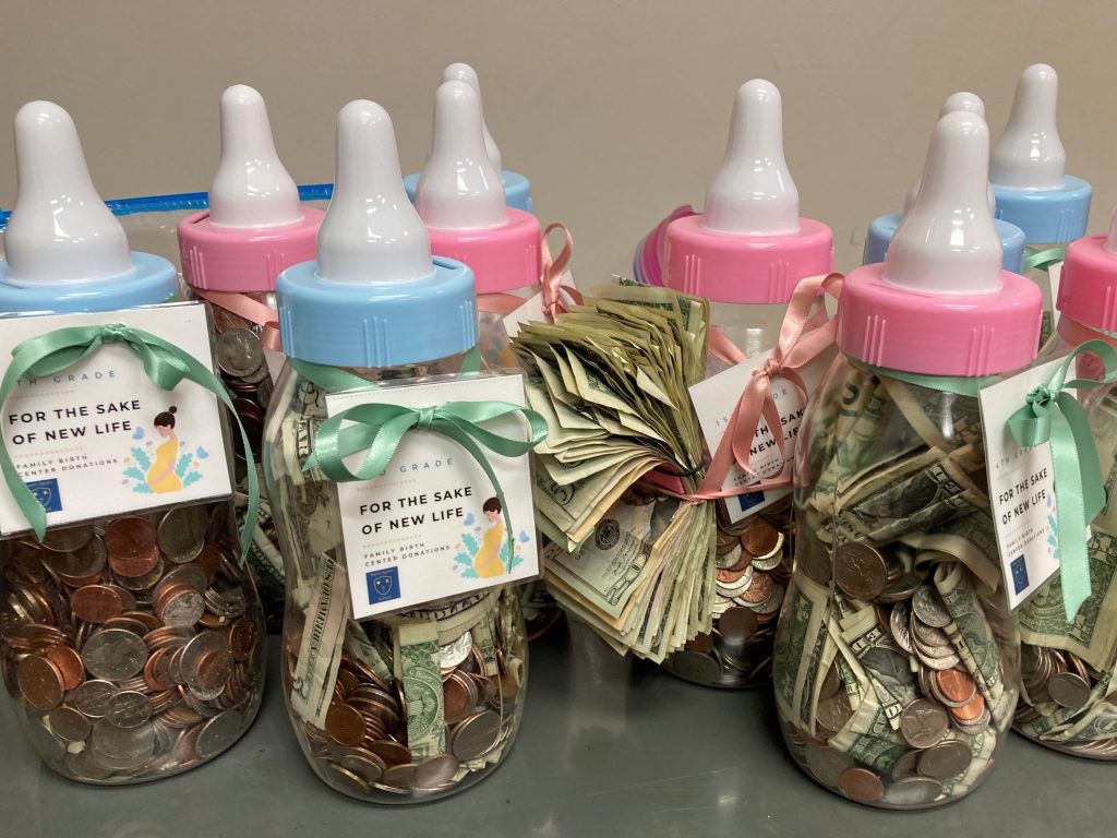 St. Agnes students, in Chicago Heights, recently raised more than $1,600 for FHOF's diaper pantry for new moms. –Photo submitted.