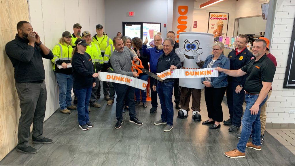 The Dunkin Grand Opening was celebrated on April 26. A donation check of $500 was given to Victory Reins and lots of other giveaways. Photo by Ed Nelson.