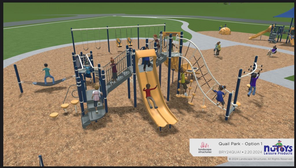 New playground equipment is coming to Quail Park. Image provided by Village of Bradley.
