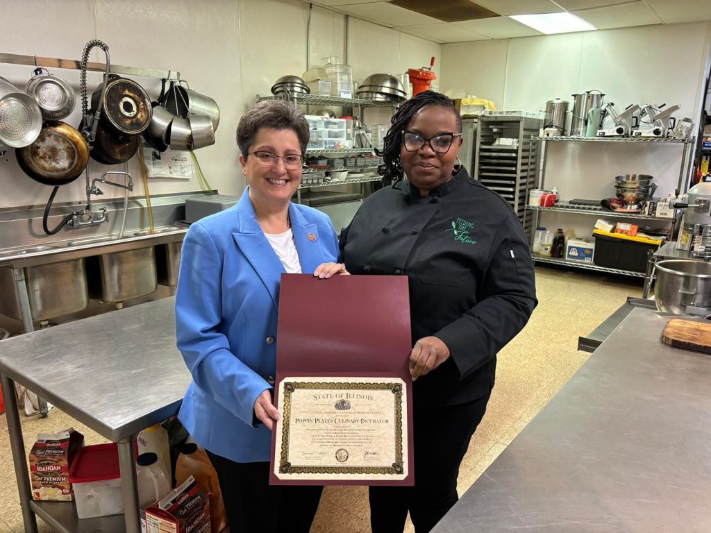 Rep. Haas honored Poppin Plates Culinary Incubator and owner Fershawnda Green as the April Local Business Spotlight winner. –Photo submitted.