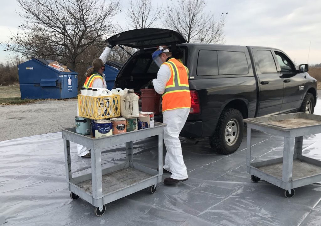 Recycled electronics and liquids were accepted at last year’s Residential Electronics and Household Hazardous Waste Drop-Off Event in Beecher. –Photo submitted.
